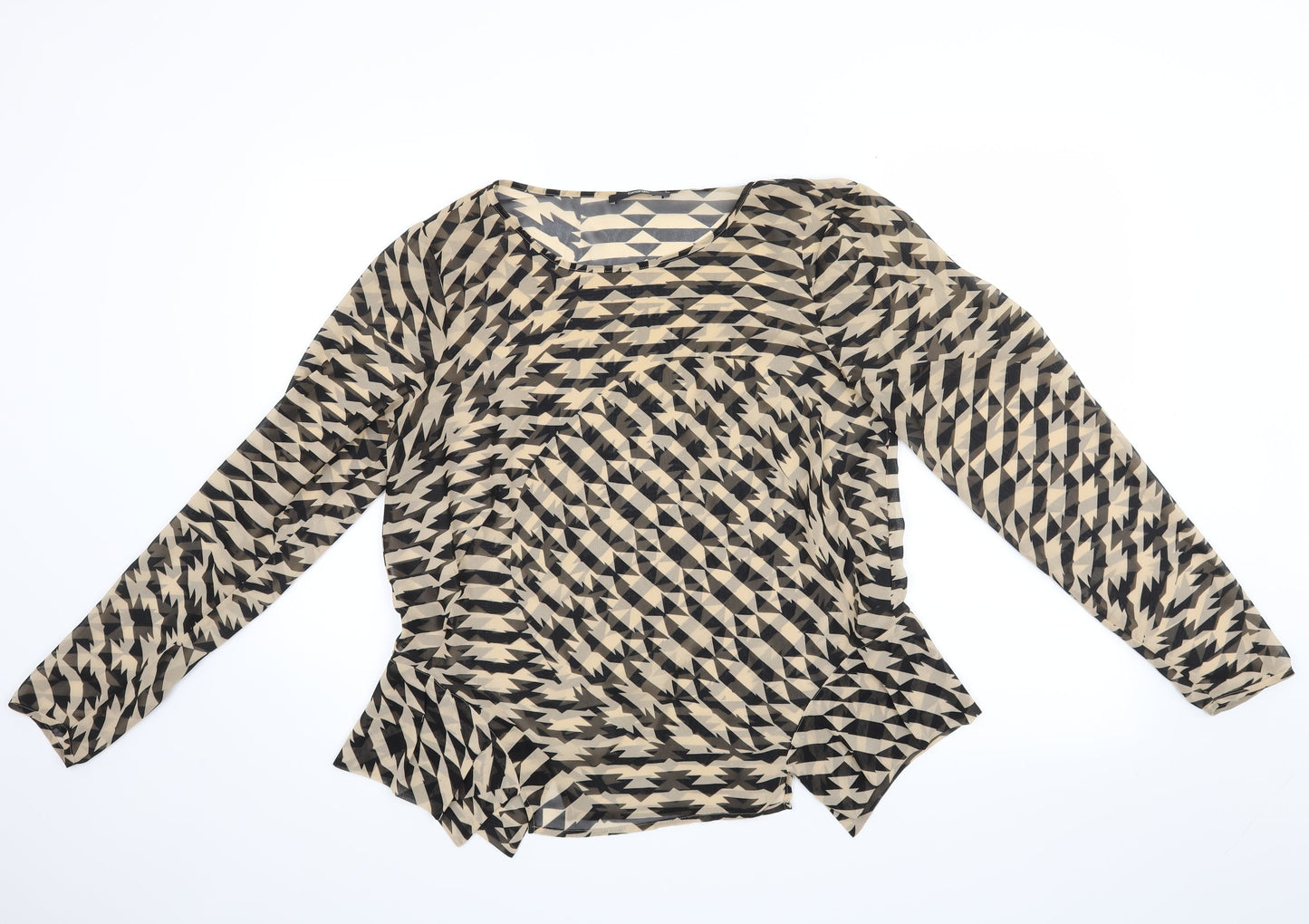 George Womens Beige Herringbone  Basic Blouse Size 12