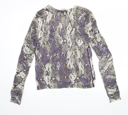 oui moments Womens Purple Animal Print  Basic Button-Up Size 10  - snake skin print