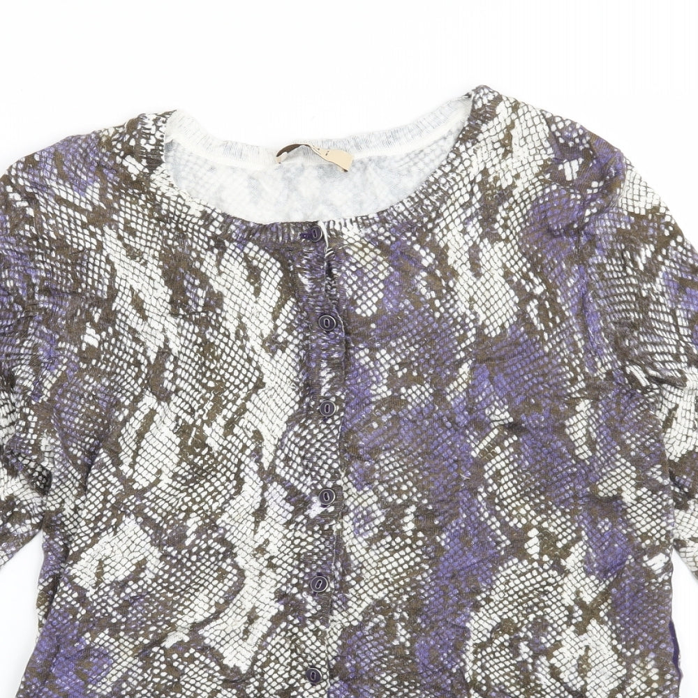 oui moments Womens Purple Animal Print  Basic Button-Up Size 10  - snake skin print