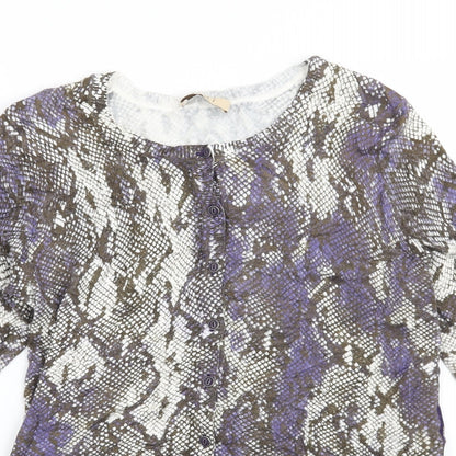 oui moments Womens Purple Animal Print  Basic Button-Up Size 10  - snake skin print