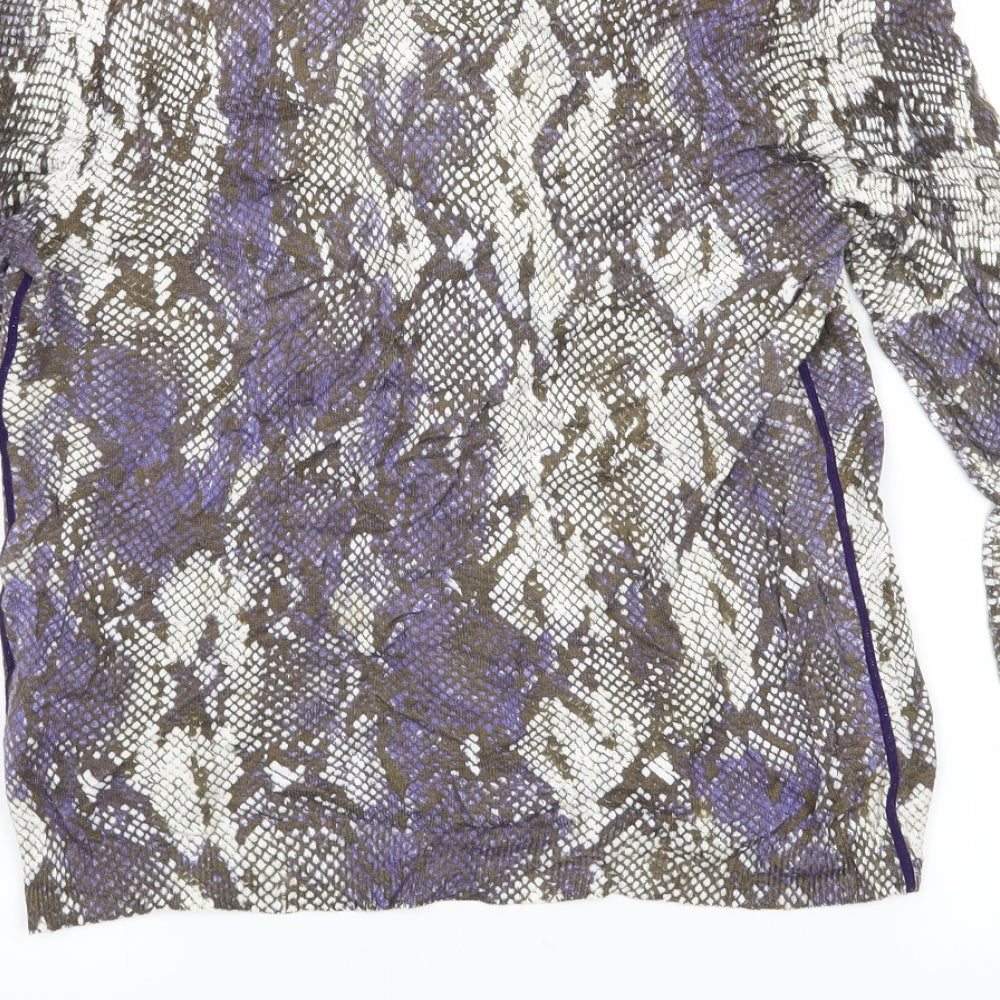 oui moments Womens Purple Animal Print  Basic Button-Up Size 10  - snake skin print
