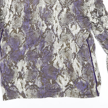 oui moments Womens Purple Animal Print  Basic Button-Up Size 10  - snake skin print