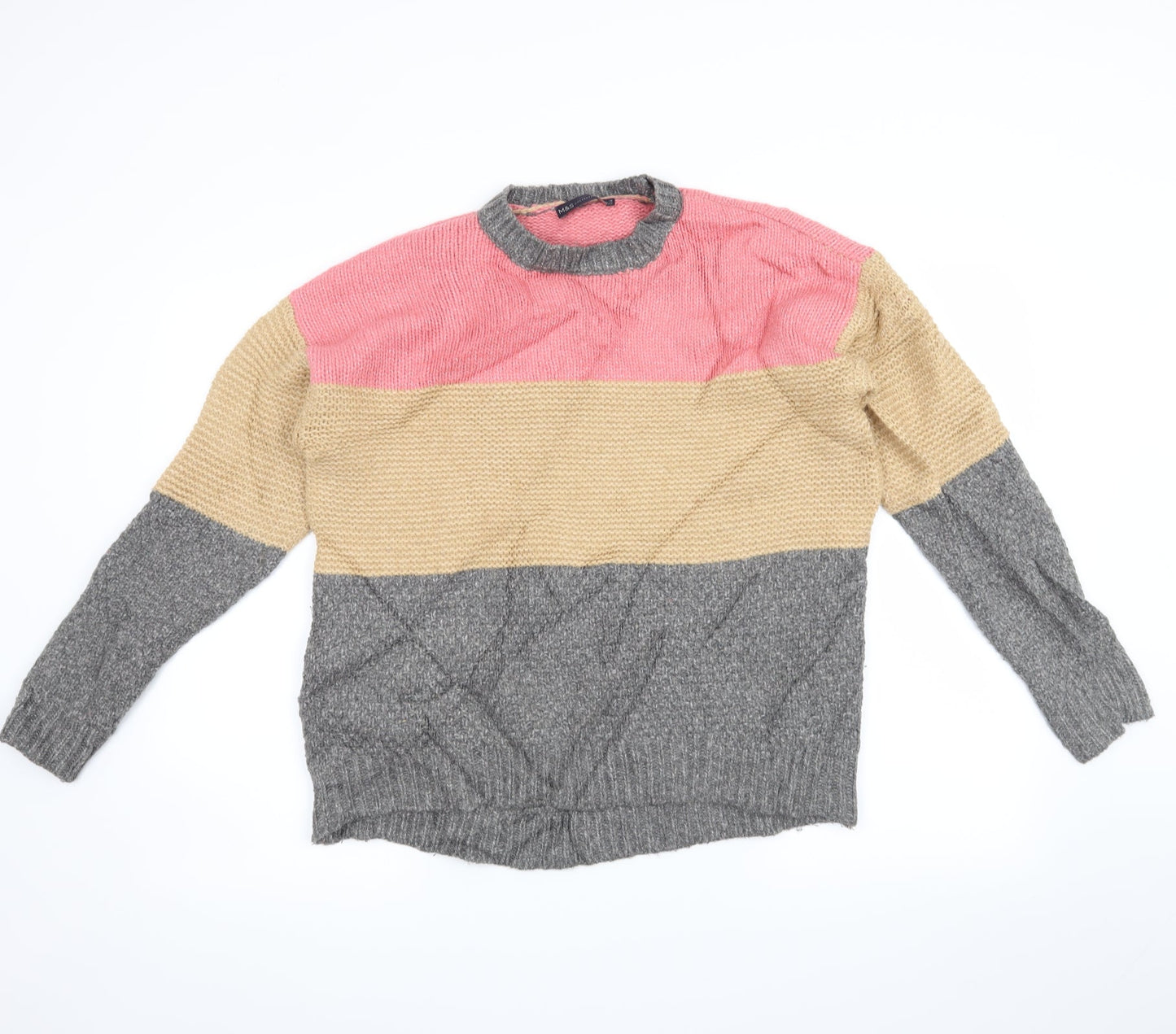 Marks and Spencer Womens Grey Striped  Pullover Jumper Size M