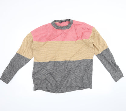 Marks and Spencer Womens Grey Striped  Pullover Jumper Size M