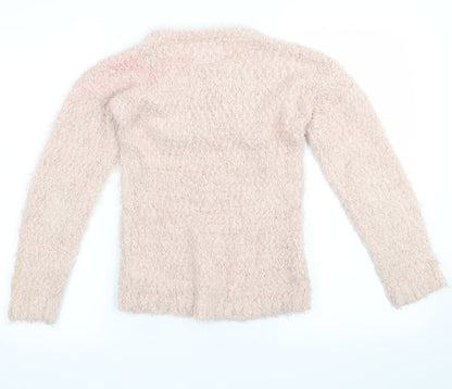 yd Girls Pink   Pullover Jumper Size 9-10 Years  - Beaded Collar