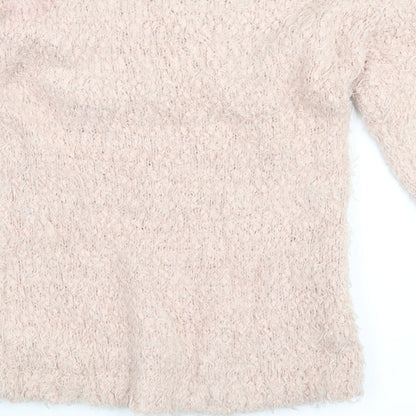 yd Girls Pink   Pullover Jumper Size 9-10 Years  - Beaded Collar