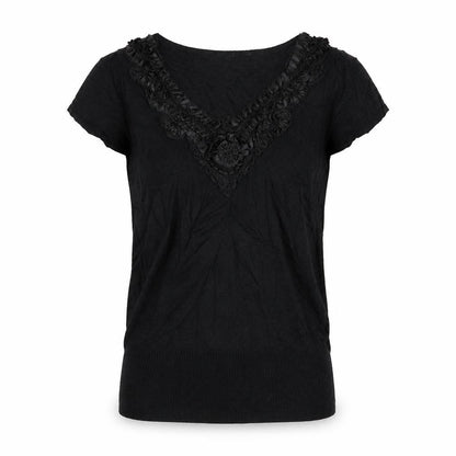 Oasis Womens Black   Pullover Jumper Size 10  - flowers on collar
