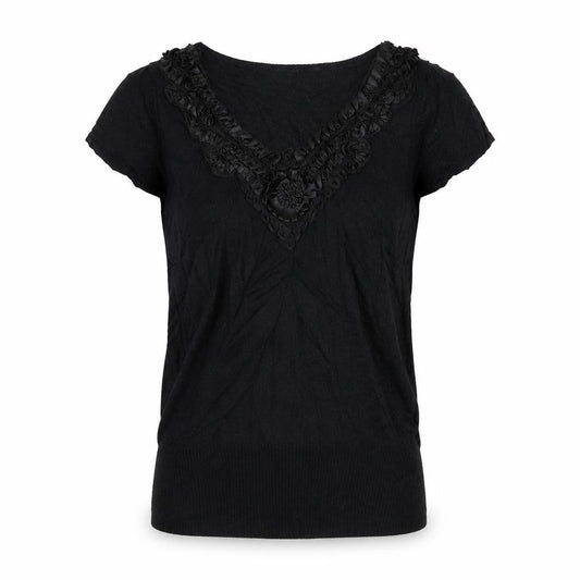 Oasis Womens Black   Pullover Jumper Size 10  - flowers on collar