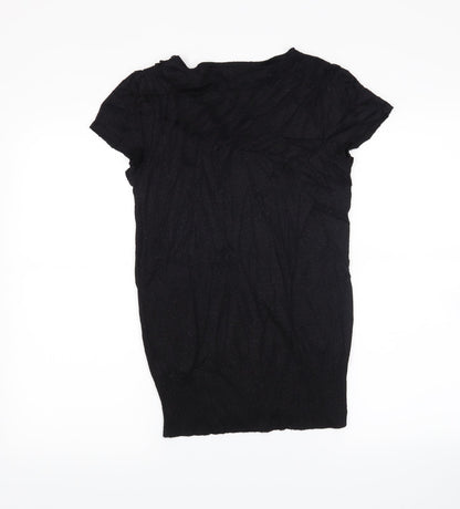 Oasis Womens Black   Pullover Jumper Size 10  - flowers on collar