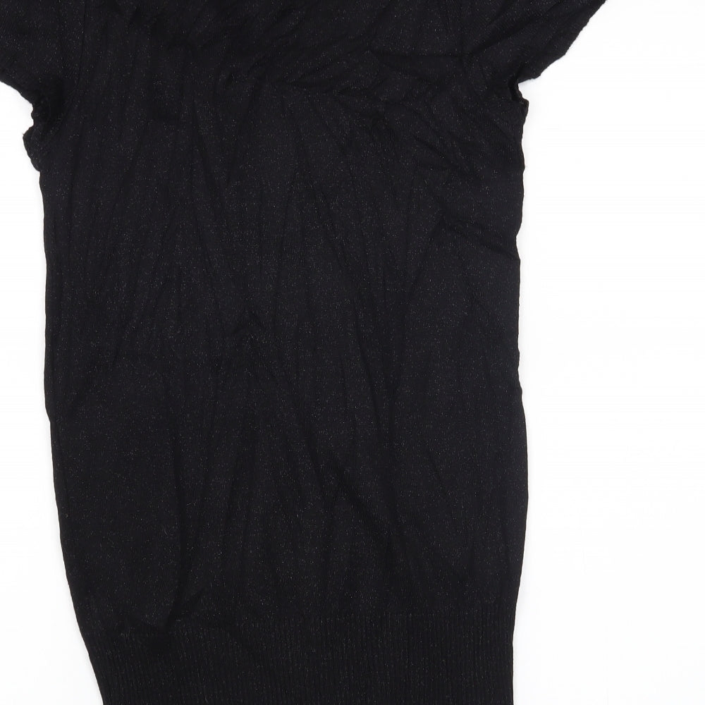 Oasis Womens Black   Pullover Jumper Size 10  - flowers on collar