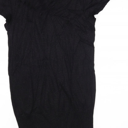 Oasis Womens Black   Pullover Jumper Size 10  - flowers on collar
