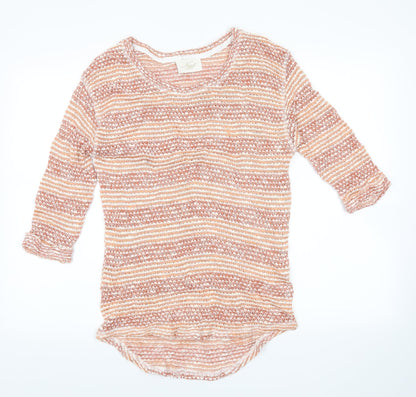Next Womens Orange Striped  Pullover Jumper Size 8