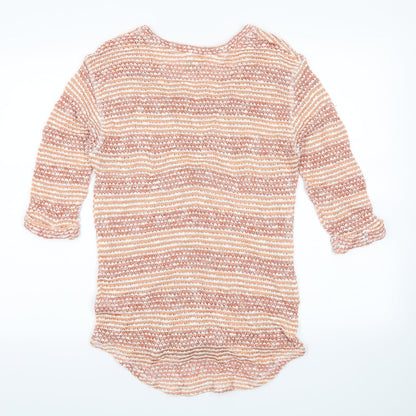 Next Womens Orange Striped  Pullover Jumper Size 8