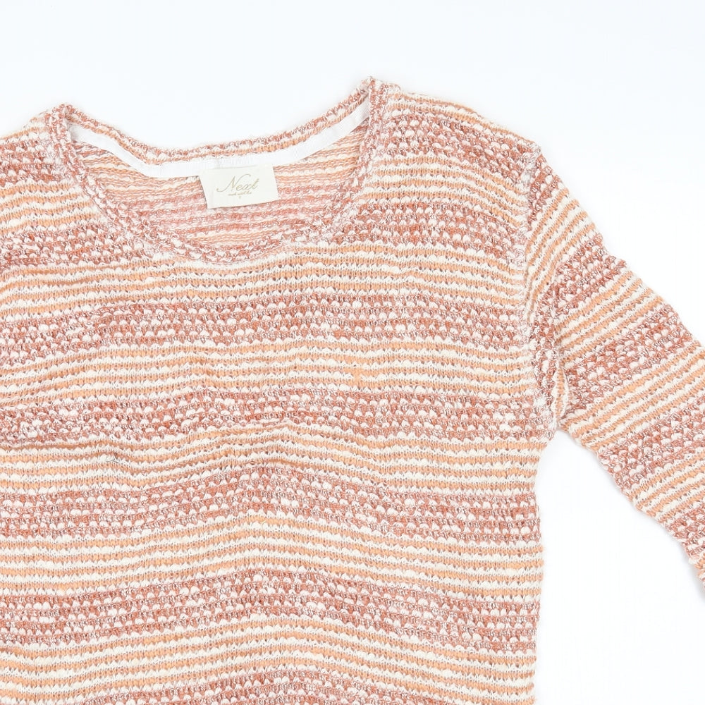 Next Womens Orange Striped  Pullover Jumper Size 8