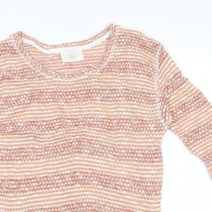 Next Womens Orange Striped  Pullover Jumper Size 8