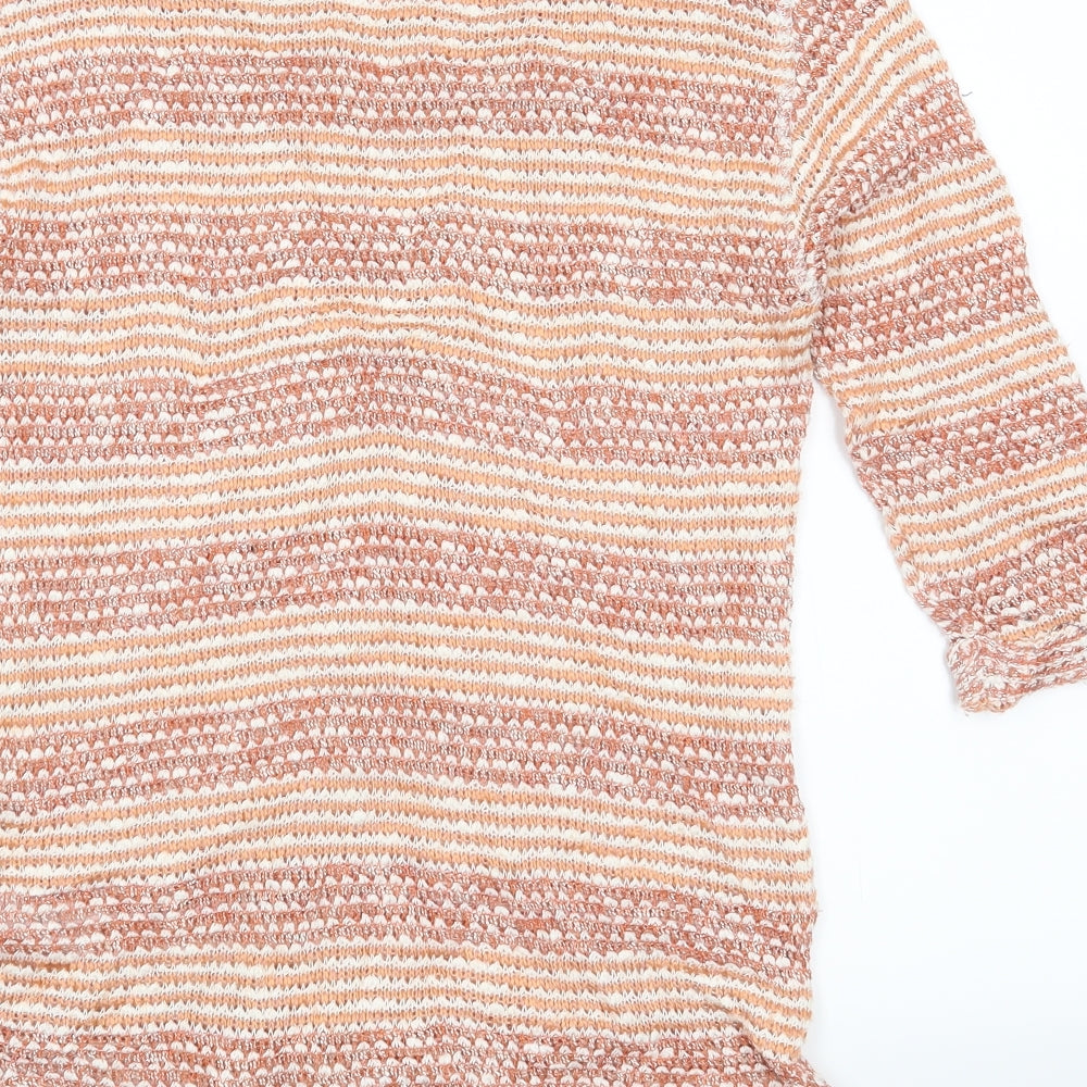 Next Womens Orange Striped  Pullover Jumper Size 8