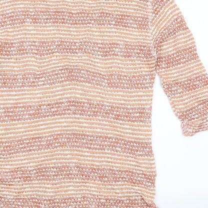 Next Womens Orange Striped  Pullover Jumper Size 8