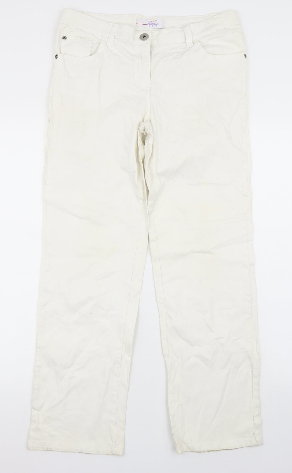 Womens UK Size 10 Papaya Regular Fit Straight White Jeans
