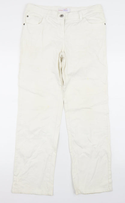 Womens UK Size 10 Papaya Regular Fit Straight White Jeans