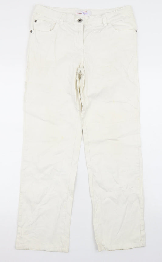 Womens UK Size 10 Papaya Regular Fit Straight White Jeans
