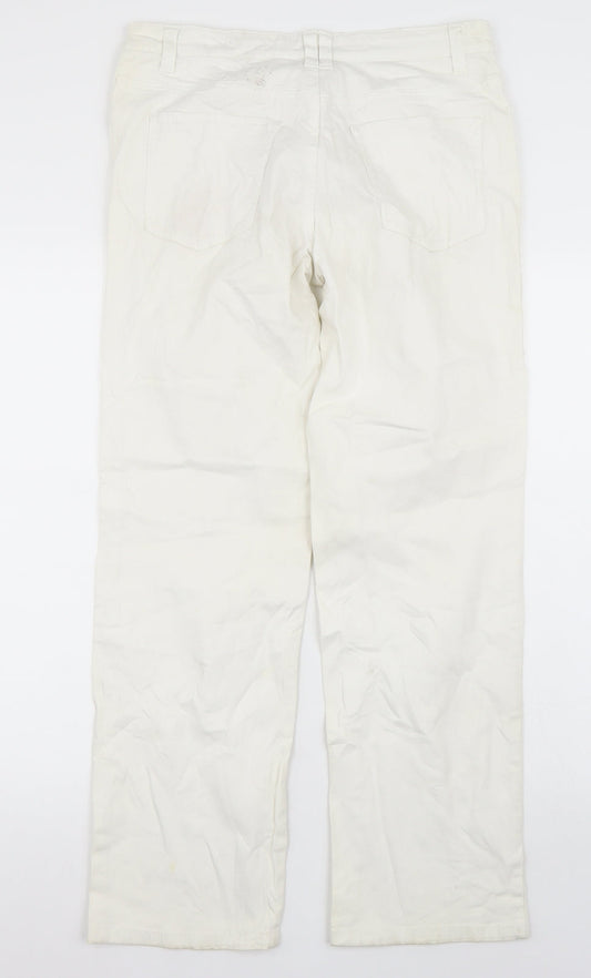 Womens UK Size 10 Papaya Regular Fit Straight White Jeans