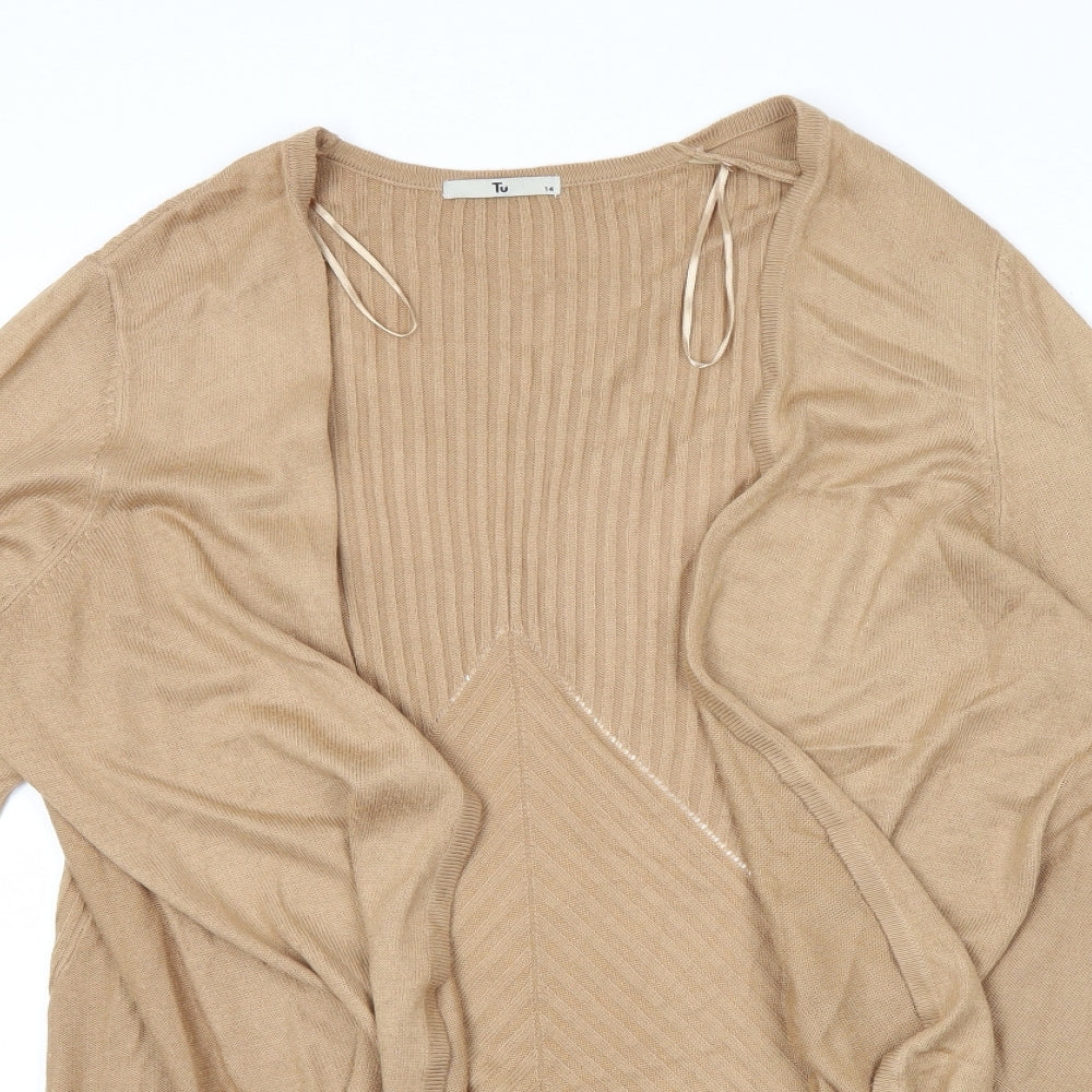 TU Womens Brown  Knit Cardigan Jumper Size 14