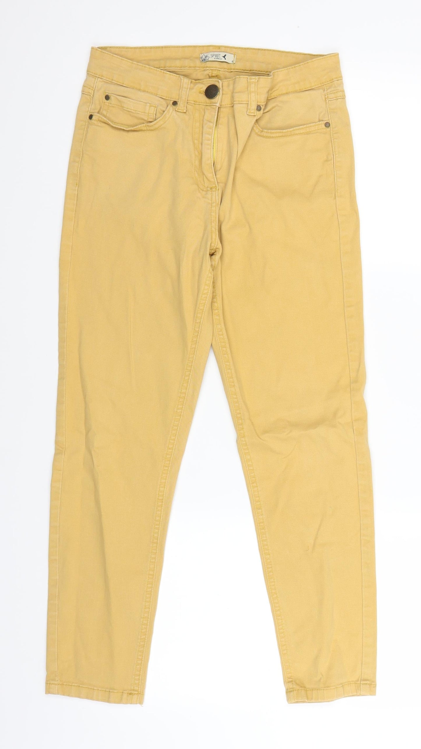 Womens UK Size 8 Marks and Spencer Regular Fit Straight Yellow Jeans