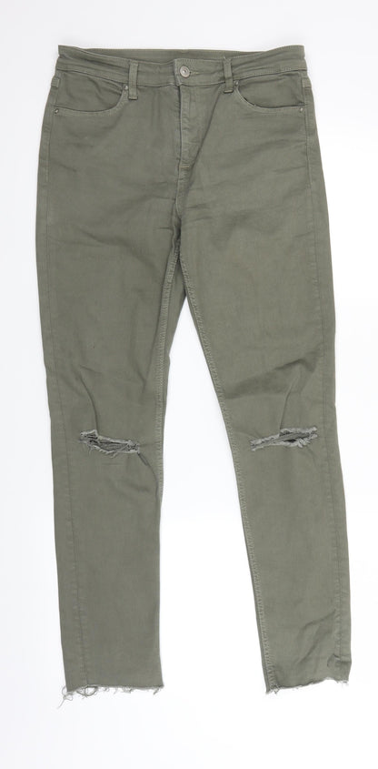 Womens UK Size 10 H&M Regular Fit Straight Green Jeans