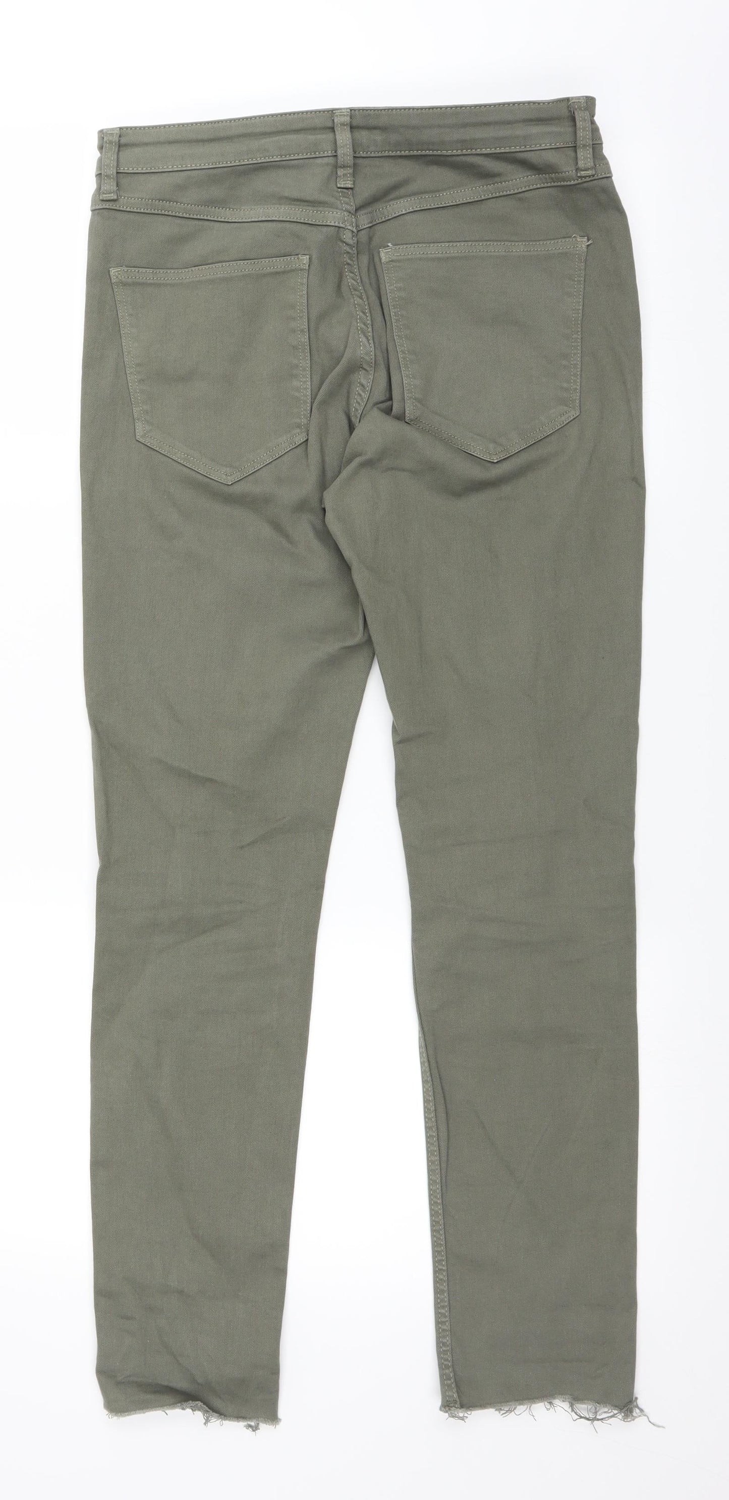 Womens UK Size 10 H&M Regular Fit Straight Green Jeans