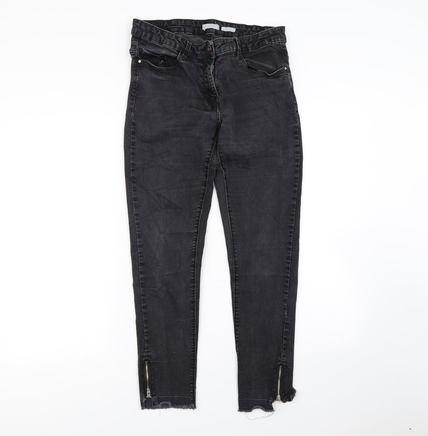 Womens UK Size 28 in Preworn Regular Fit Straight Black Jeans