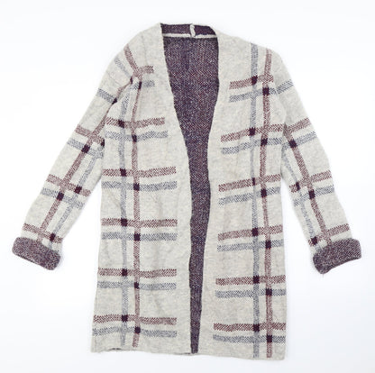 M&S Womens Beige Check  Cardigan Jumper Size S