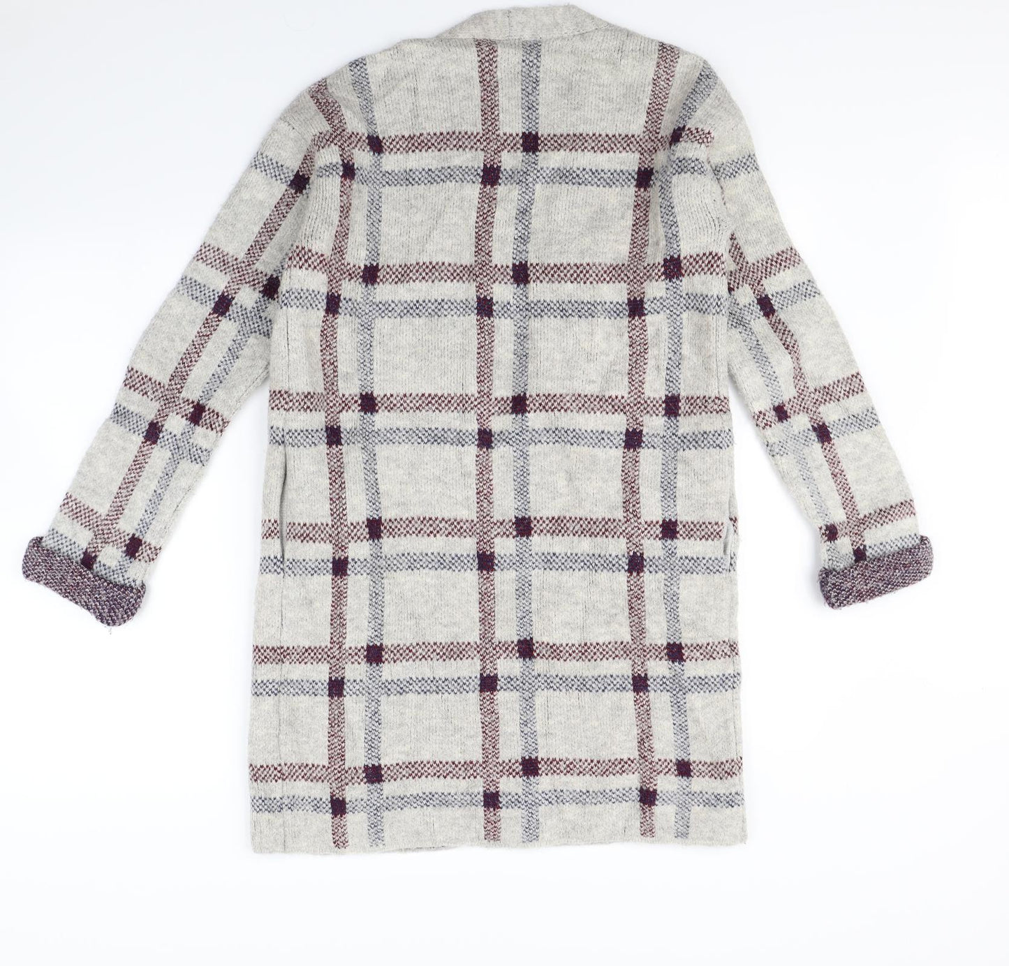 M&S Womens Beige Check  Cardigan Jumper Size S