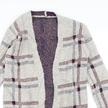 M&S Womens Beige Check  Cardigan Jumper Size S