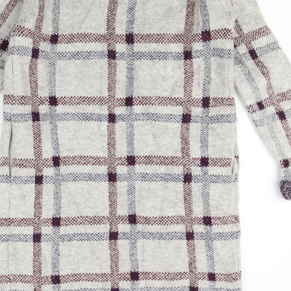 M&S Womens Beige Check  Cardigan Jumper Size S