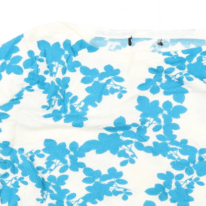 Preworn Womens White Floral  Pullover Jumper Size 12