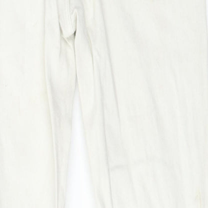 Zara Womens White Floral Denim Skinny Jeans Size 8 L25.5 in - Flowers