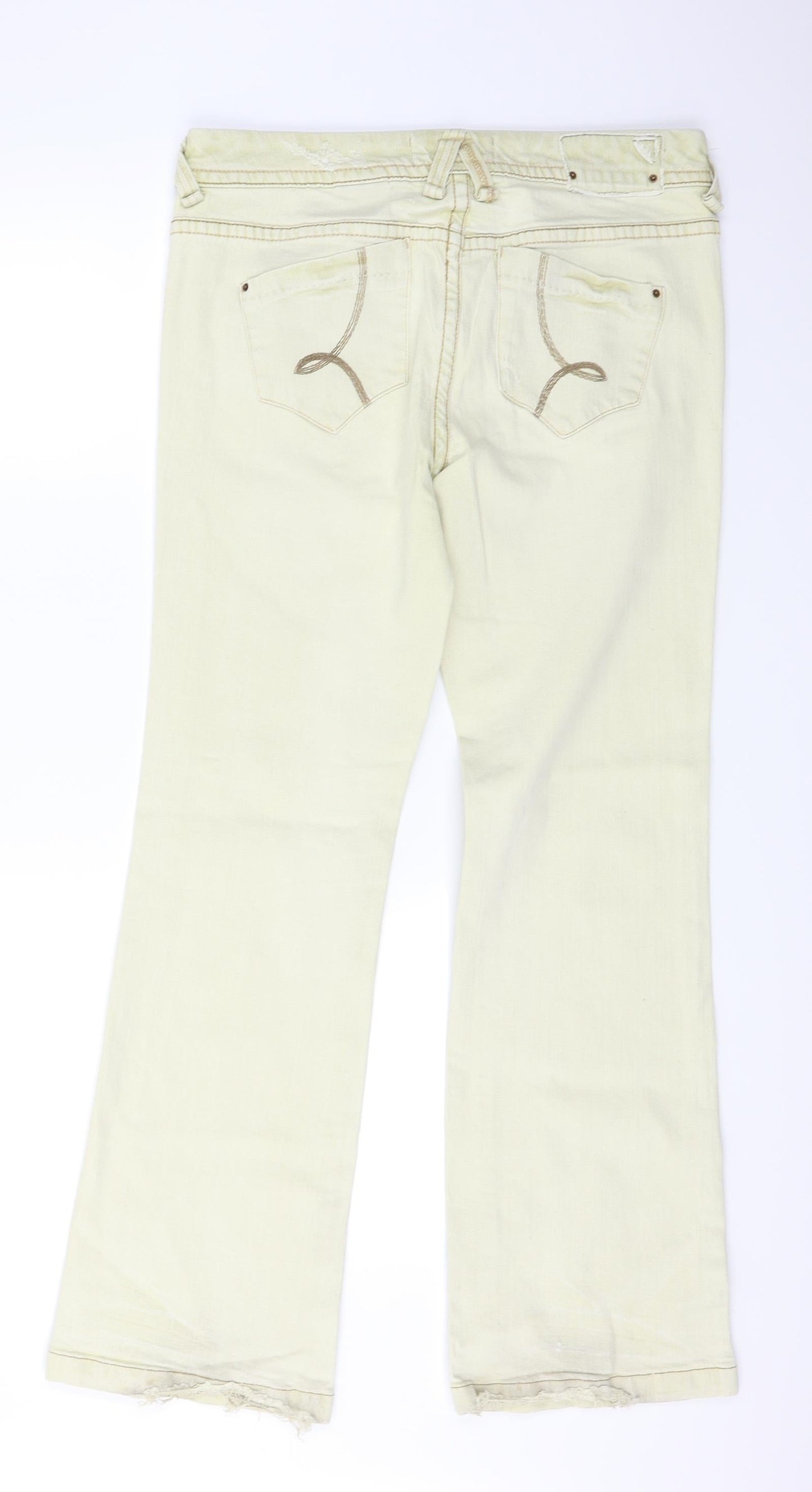 Next  Womens Beige  Denim Straight Jeans Size 12 L30 in - Detail on Pockets