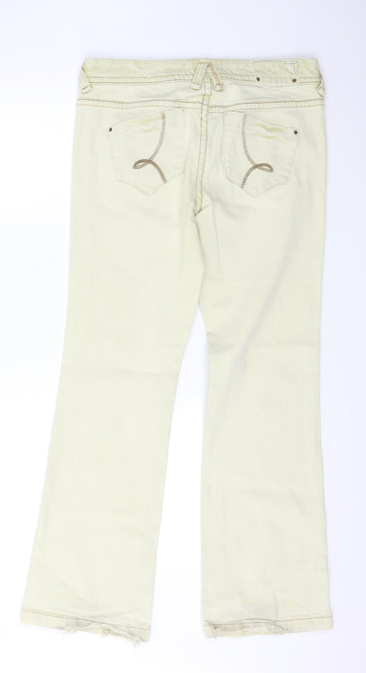 Next  Womens Beige  Denim Straight Jeans Size 12 L30 in - Detail on Pockets