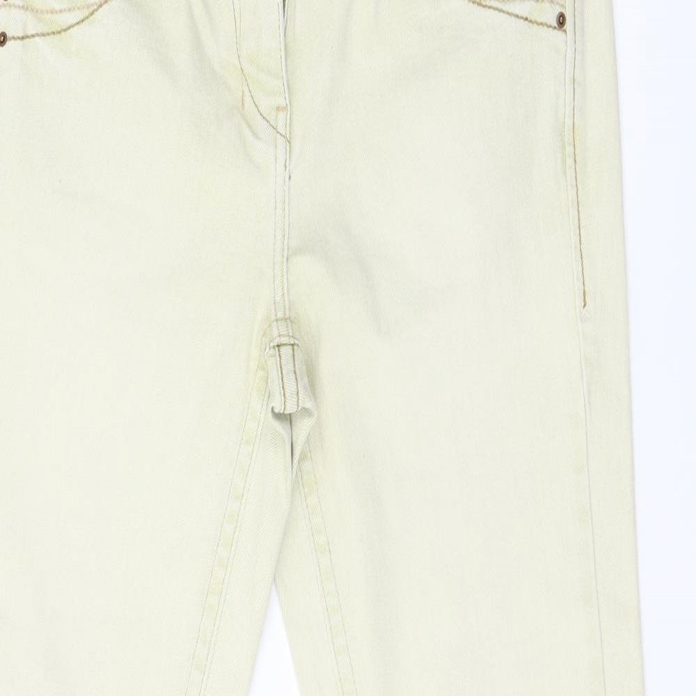 Next  Womens Beige  Denim Straight Jeans Size 12 L30 in - Detail on Pockets
