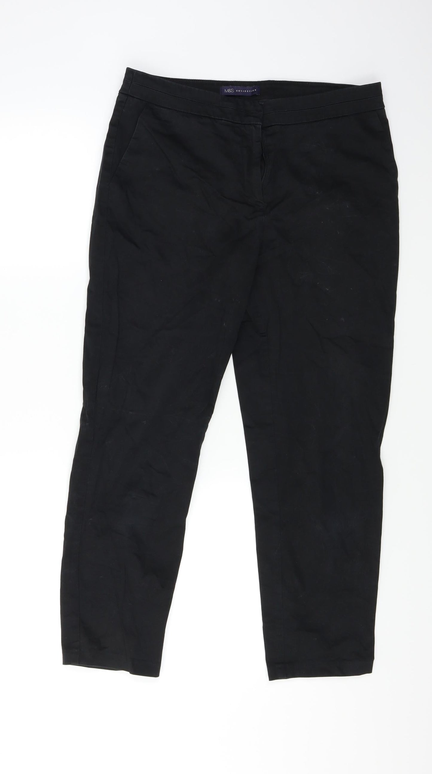 Womens UK Size 12 M&S Regular Fit  Black Trousers