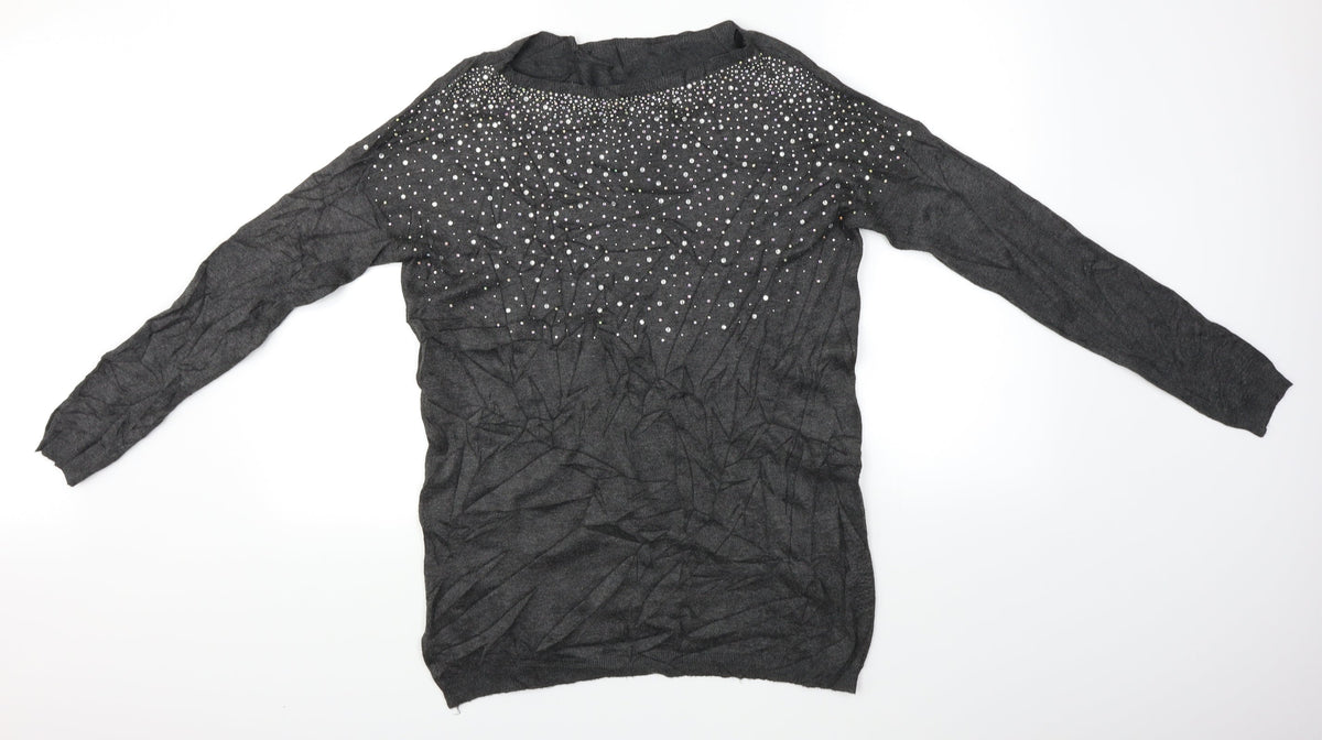 Womens UK Size 10 Atmosphere Grey Basic T-Shirt