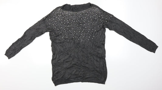 Womens UK Size 10 Atmosphere Grey Basic T-Shirt