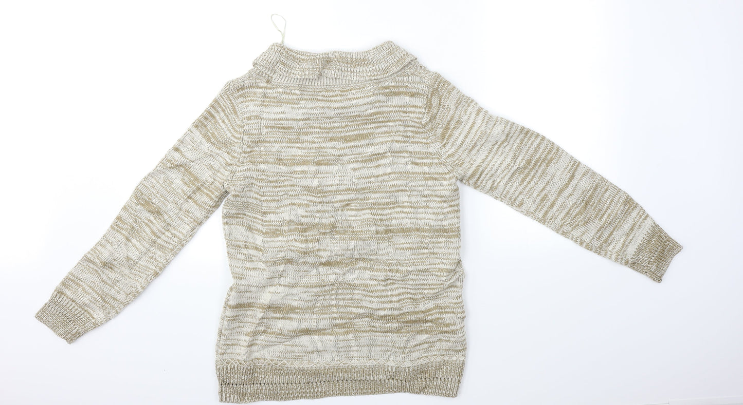 bm Collection Womens Beige Striped  Pullover Jumper Size S