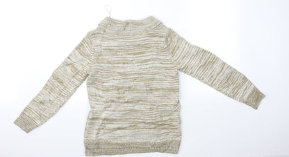 bm Collection Womens Beige Striped  Pullover Jumper Size S