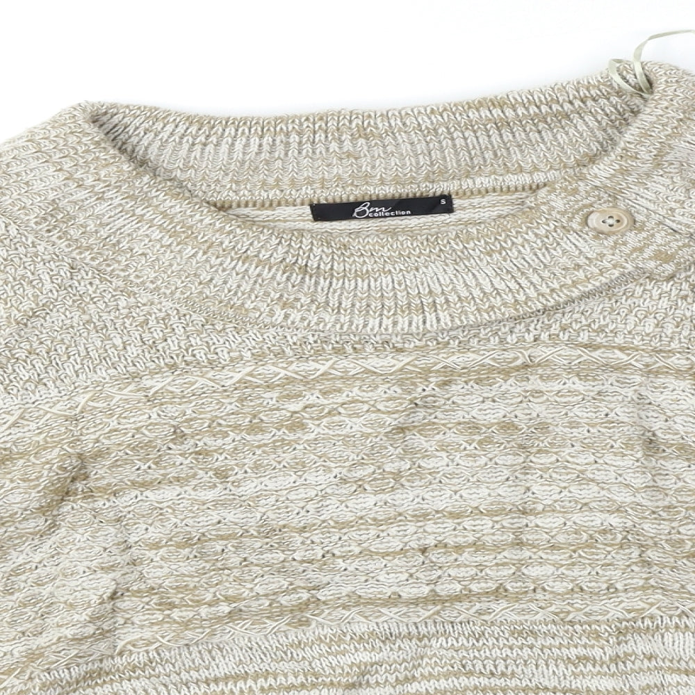 bm Collection Womens Beige Striped  Pullover Jumper Size S