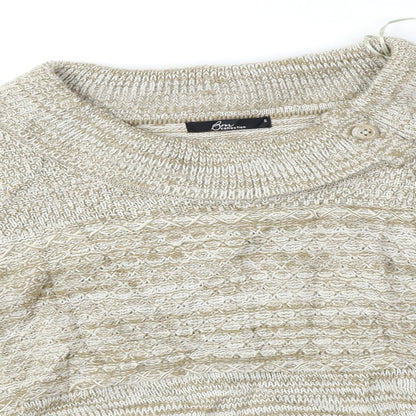 bm Collection Womens Beige Striped  Pullover Jumper Size S