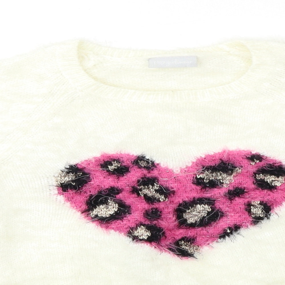 I ❤ Girlswear Girls White   Pullover Jumper Size 9 Years  - Heart Print