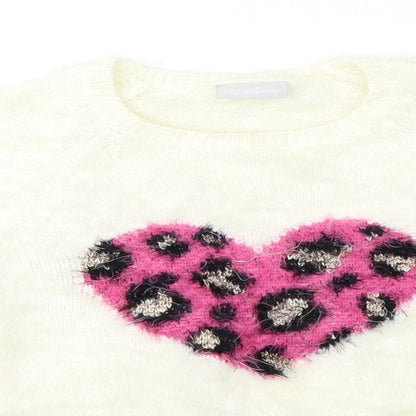 I ❤ Girlswear Girls White   Pullover Jumper Size 9 Years  - Heart Print
