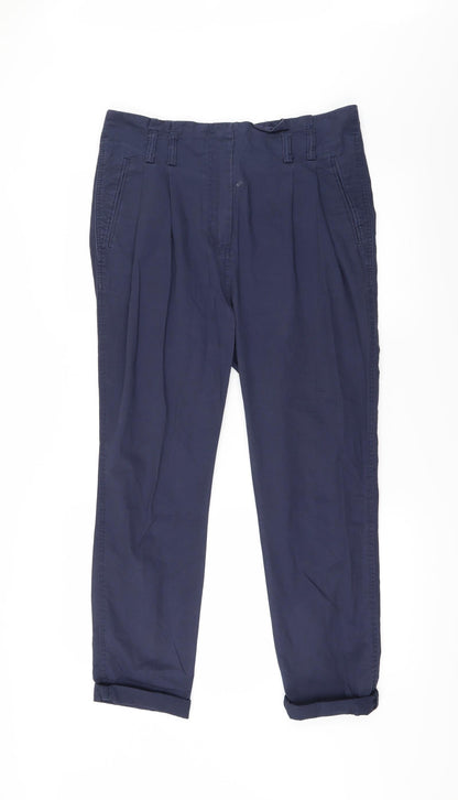 Womens UK Size 10 H&M Regular Fit Chino Blue Trousers