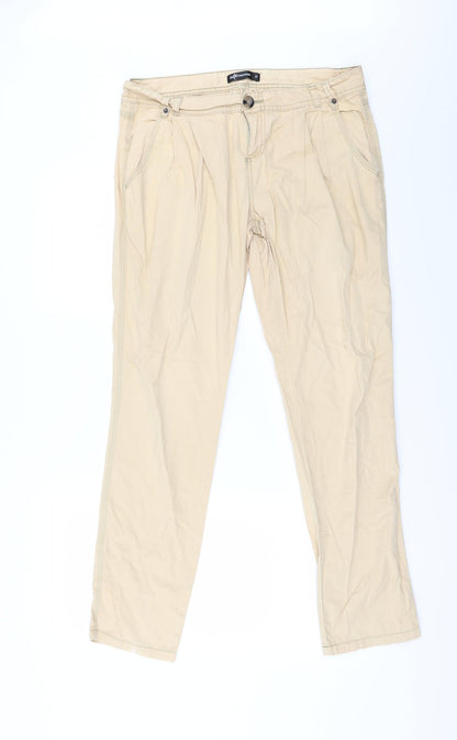 Womens UK Size 12 Internacionale Regular Fit Capri Beige Trousers